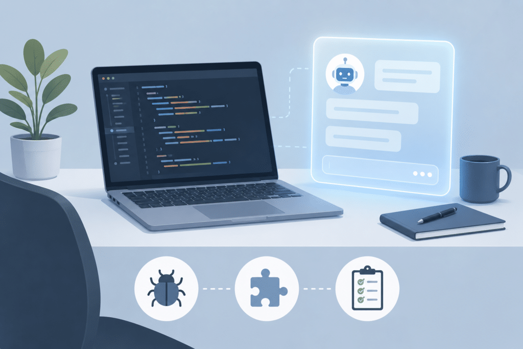 Developer reviewing AI-generated code during a real coding project