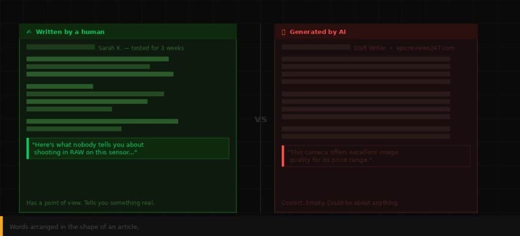 written by a human vs generated by AI